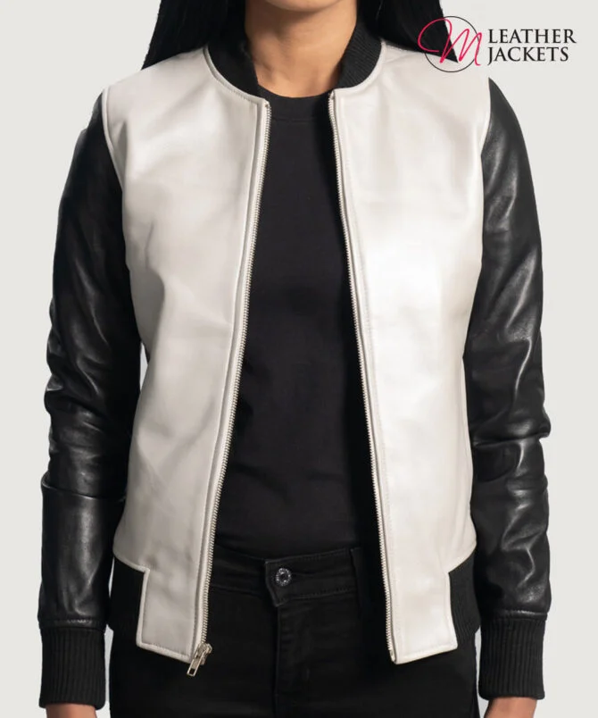 Women's++Cole+Silver+Leather+Bomber+Jacket+Open+Front-4-1664354299822 Women's++Cole+Silver+Leather+Bomber+Jacket+Open+Front-4-1664354299822