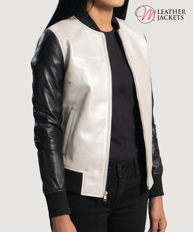 Women's++Cole+Silver+Leather+Bomber+Jacket+Side+Pose-3-1664354294110 Women's++Cole+Silver+Leather+Bomber+Jacket+Side+Pose-3-1664354294110