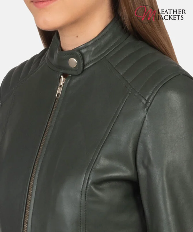 Women's+Kelsee+Green+Leather+Biker+Jacket+Close-Up-9-1659375397513 Women's+Kelsee+Green+Leather+Biker+Jacket+Close-Up-9-1659375397513