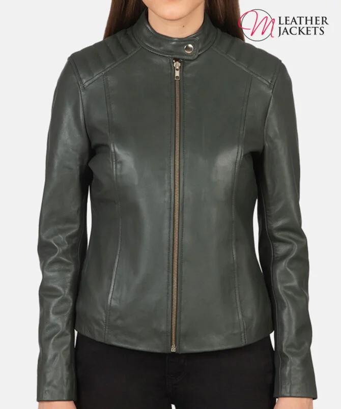 Women's+Kelsee+Green+Leather+Biker+Jacket+Close+Front-5-1659375387368