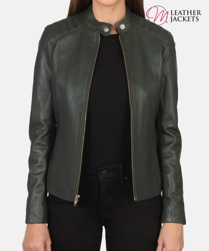 Women's+Kelsee+Green+Leather+Biker+Jacket+Open+Front-4-1659375383083 Women's+Kelsee+Green+Leather+Biker+Jacket+Open+Front-4-1659375383083