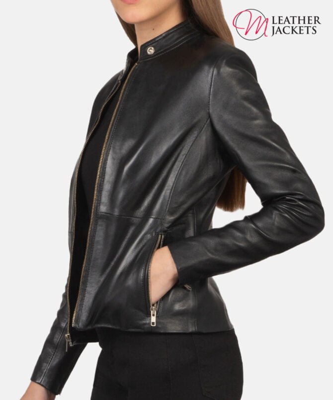 Women's+Rave+Black+Leather+Biker+Jacket+Side+Pose-3-1659377019654 Women's+Rave+Black+Leather+Biker+Jacket+Side+Pose-3-1659377019654