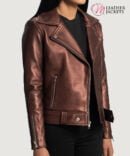 Women's+Rumy+Maroon+Leather+Biker+Jacket+Side+Pose-3-1664352121527