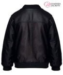 Black Leather Bomber Jacket for Kids