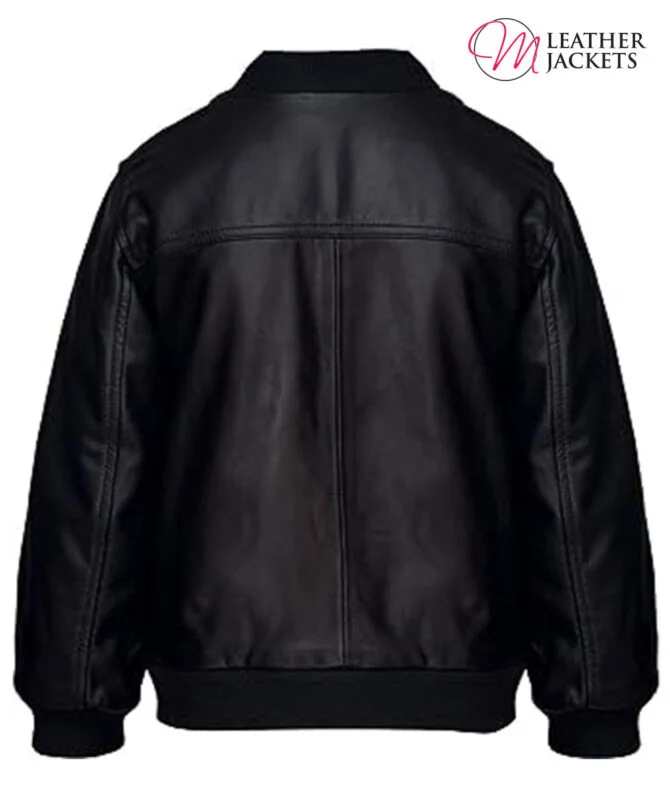Black Leather Bomber Jacket for Kids Black Leather Bomber Jacket for Kids