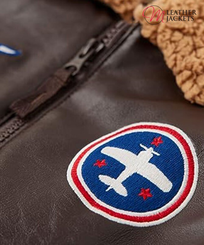 Boys Aeroplan Embroidered Shearling Jacket - Mleatherjackets4 Boys Aeroplan Embroidered Shearling Jacket - Mleatherjackets4