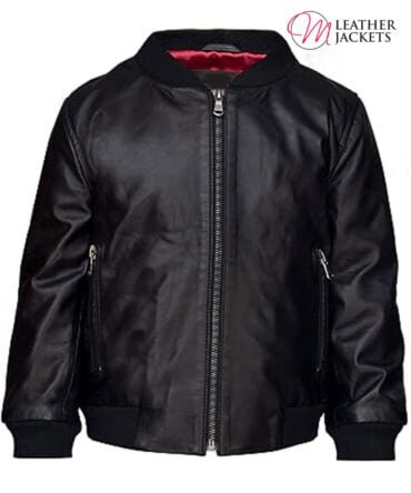 Black Leather Bomber Jacket boys