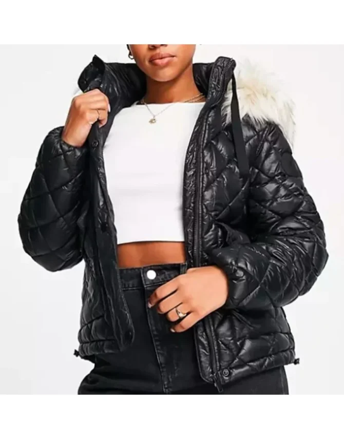 Supacell 2024 Nadine Mills Black Quilted Hooded Jacket Supacell 2024 Nadine Mills Black Quilted Hooded Jacket