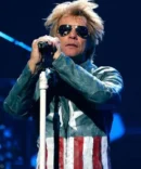 American Singer Jon Bon Jovi USA Flag Leather Jacket