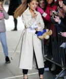 Ariana Grande Leather Long Coat off white