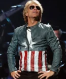 Jon Bon Jovi USA Flag Leather Jacket