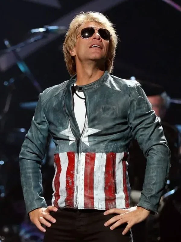 Jon Bon Jovi USA Flag Leather Jacket Jon Bon Jovi USA Flag Leather Jacket