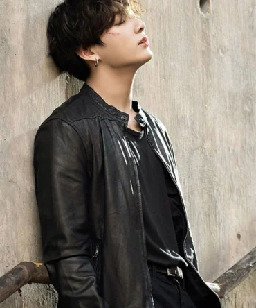 Jungkook Leather Jacket black