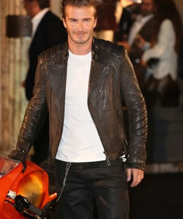 david Beckham black leather jacket