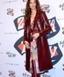 Zendaya Maroon Leather Trench Coat