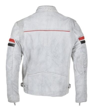 White Biker Style Motorbike Leather Jacket