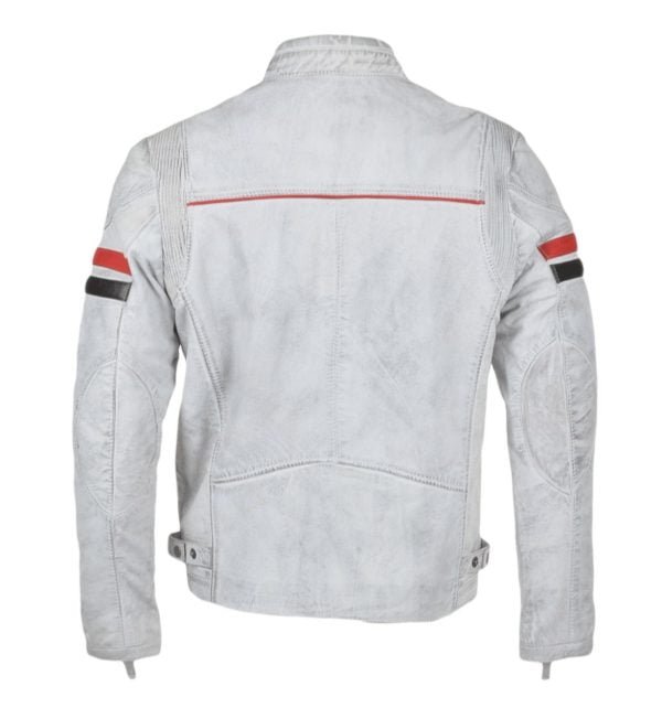 Biker Style Motorbike Leather Jacket white White Biker Style Motorbike Leather Jacket