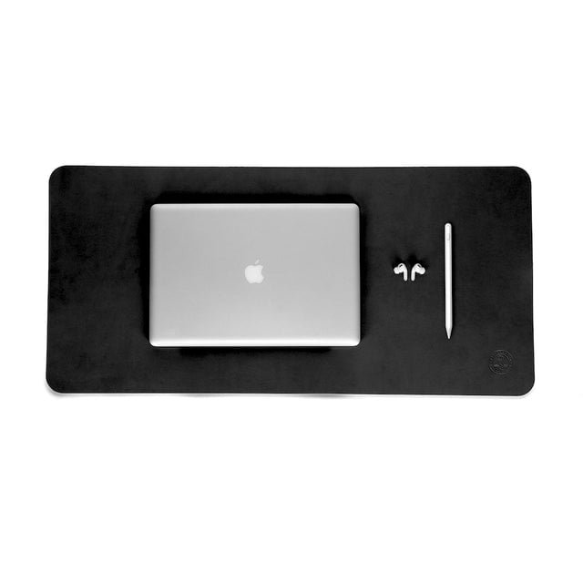 Black leather Desktop Mat