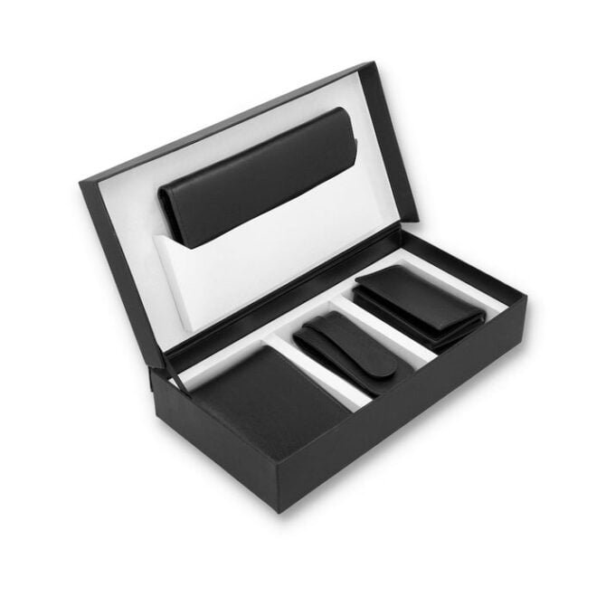 Black Four Piece Leather Gift Set