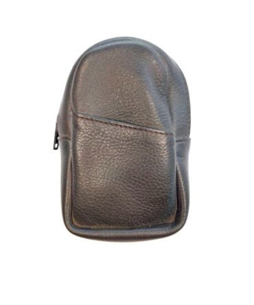 Brown Cigarette & Lighter Leather Zipper Pouch