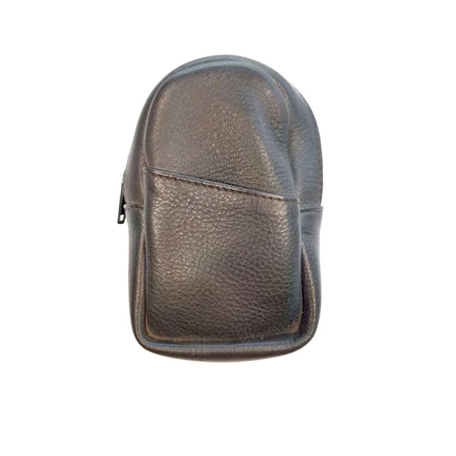Brown Cigarette & Lighter Leather Zipper Pouch