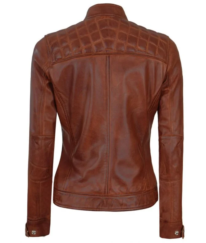 Brown Quilted Biker Leather Jacket Brown Quilted Biker Leather Jacket