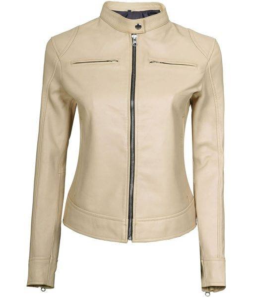 Dodge Biker Racer Beige Jacket