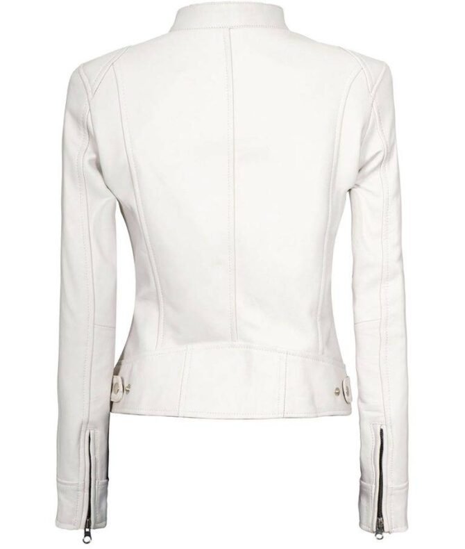 Dodge Biker Racer White Leather Jacket Dodge Biker Racer White Leather Jacket