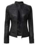 Dodge Women’s Black Lambskin Leather Moto Jacket