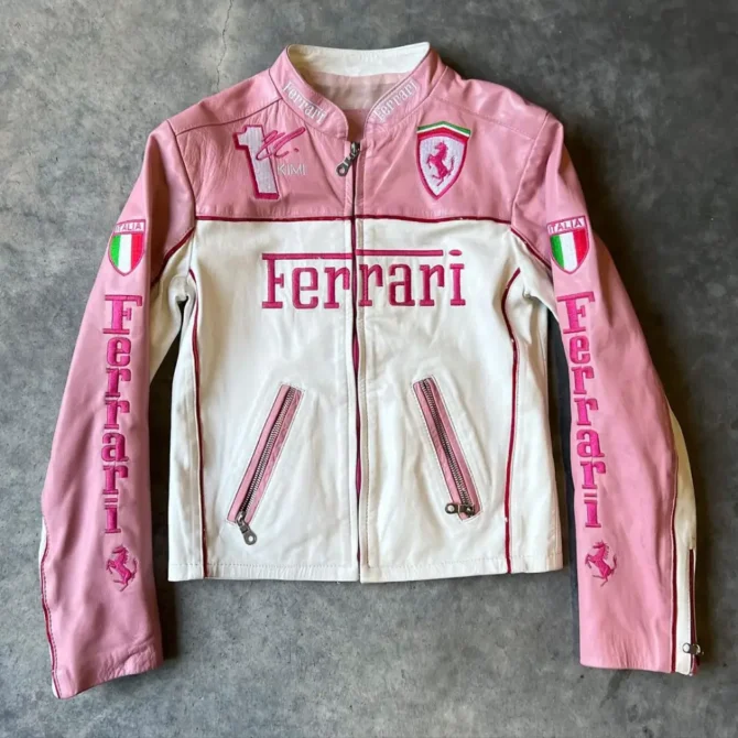 Ferrari Pink Leather Jacket for Women