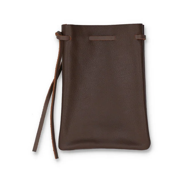 Jackson Brown Leather Drawstring Utility Pouch Jackson Brown Leather Drawstring Utility Pouch