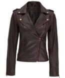 Kirsten Women’s Dark Brown Biker Leather Jacket