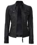 Quilted Black Biker Leather Jacket