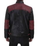 Rollins Maroon and Black Biker Leather Jacket