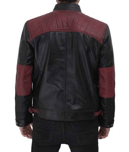 Rollins Maroon and Black Biker Leather Jacket Rollins Maroon and Black Biker Leather Jacket