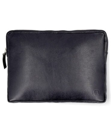 Salvo Black Leather Laptop 15' Sleeve