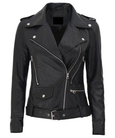 Women’s Asymmetrical Black Leather Biker Jacket