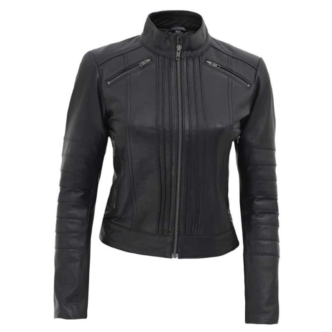 Women’s Black Fitted Leather Biker Jacket