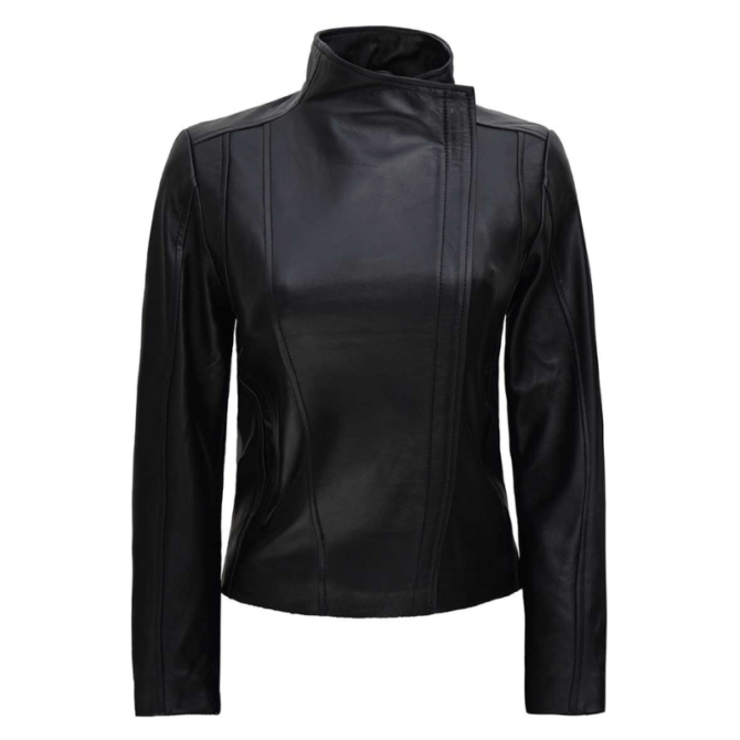 Black Lambskin Biker Leather Jacket