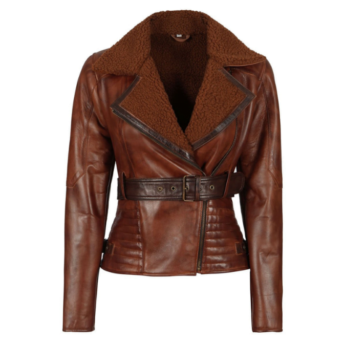 Women’s Shearling Biker Tomb Jacket