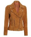 Brown Suede Leather Motorcycle Jacket