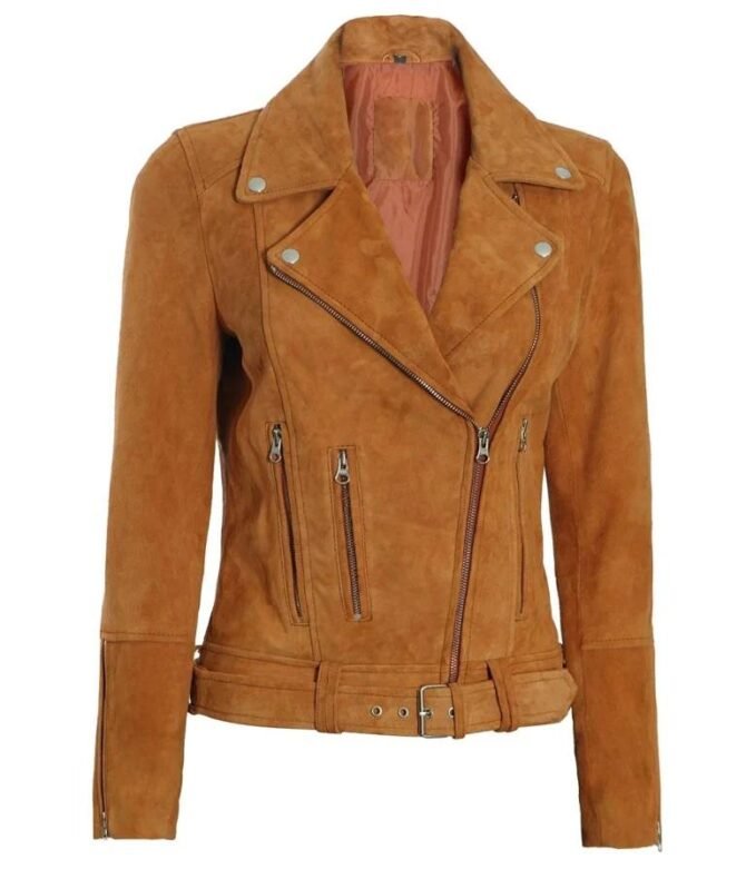 Brown Suede Leather Motorcycle Jacket