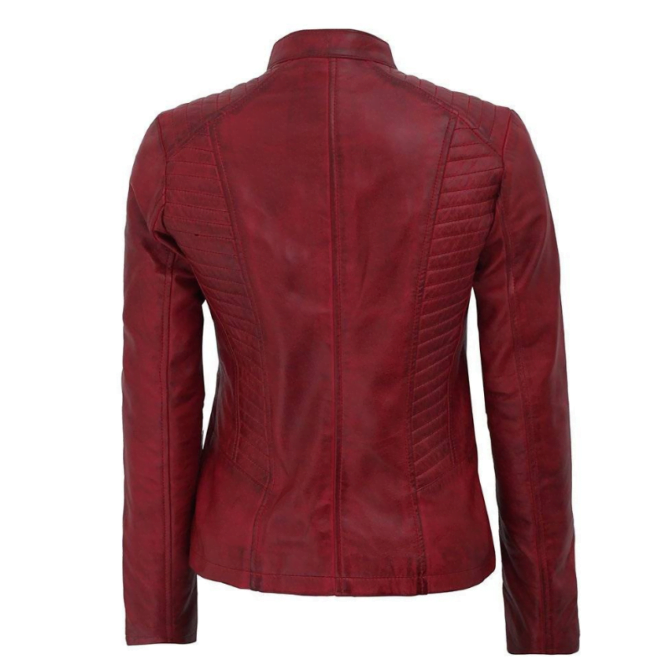 Women’s Distressed Slim Fit Biker Leather Jacket Distressed Slim Fit Biker Leather Jacket