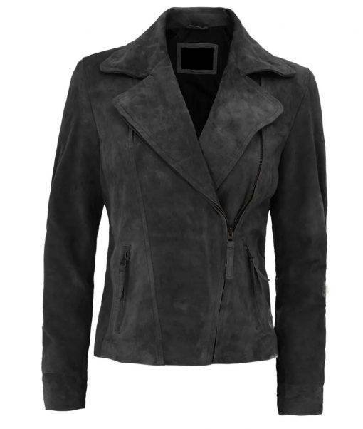 Suede Leather Asymmetrical Motorcycle Jacket