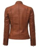 Quilted Tan Fitted Biker Leather Jacket