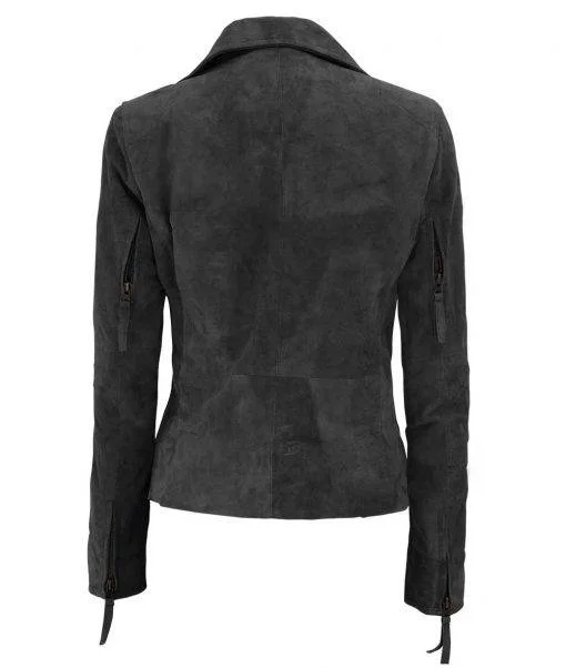 Women’s Suede Leather Asymmetrical Motorcycle Jacket Suede Leather Asymmetrical Motorcycle Jacket
