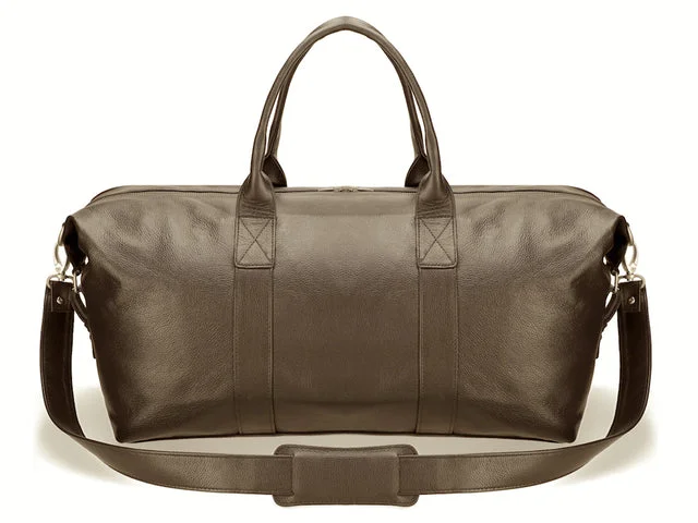 brown duffle bag