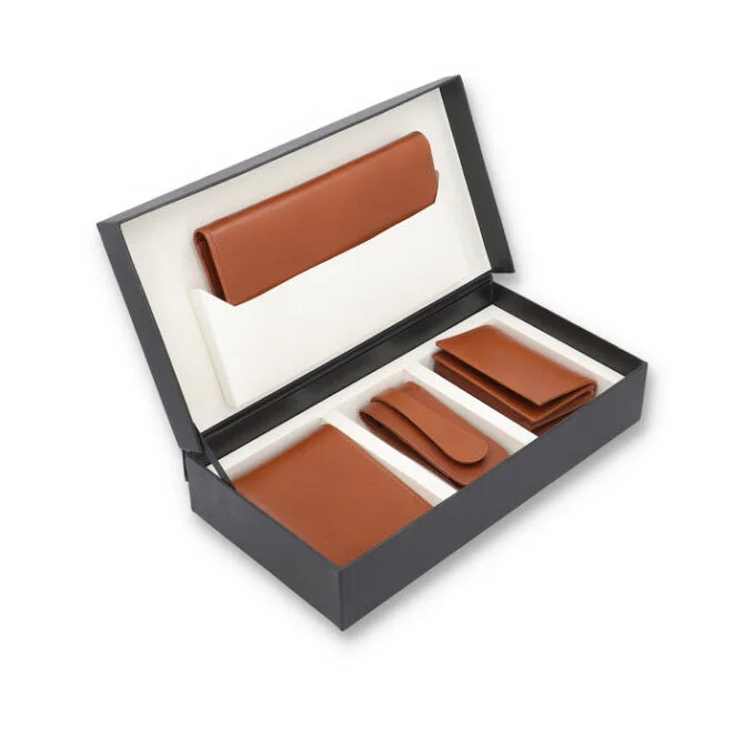 brown leather gift set brown leather gift set