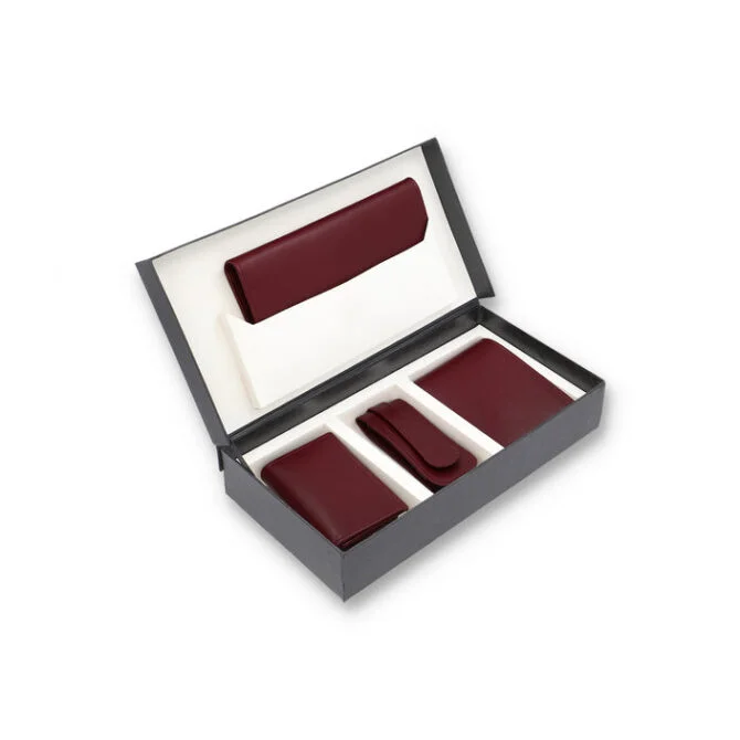 maroon leather gift set maroon leather gift set