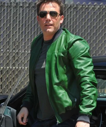 Ben Afleck Green Bomber Leather Jacket